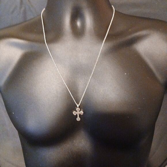 Gothic Filigree Cross Pendant Necklace Steel Punk Biker Plus Pouch New Goth - Picture 5 of 5